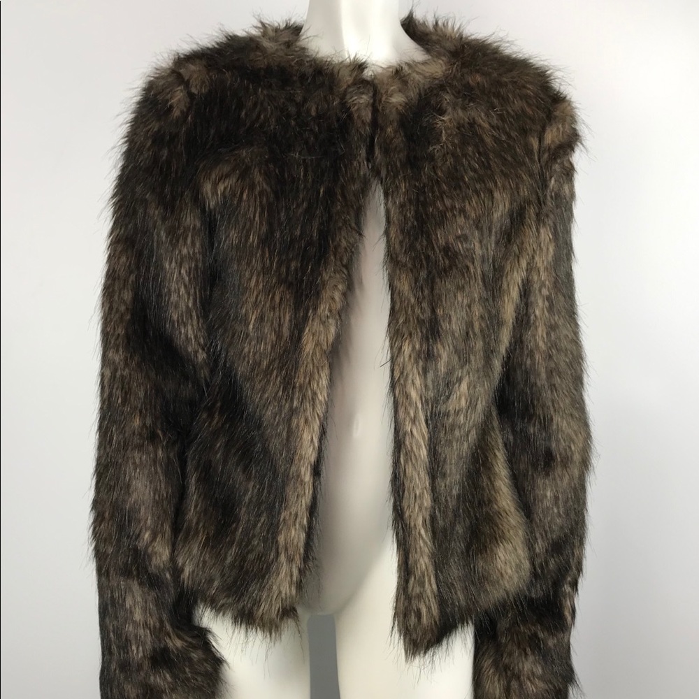 Yoki Women's Coat Faux Fur Jacket Brown Size S